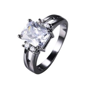 10KT Black Gold Filled White Sapphire Crystal Ring